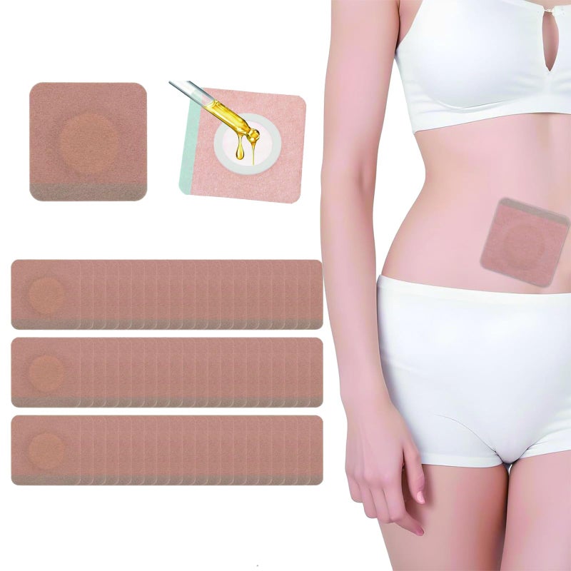 60 Pcs Castor Oil Patches, Disposable Caster Pack Wrap Kit Organic Cotton, Highly Absorbent Organic Castor for Home Use or Travel, Easy to Use (Oil Not Included)